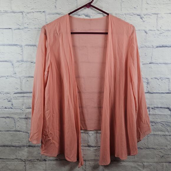 Eileen Fisher 100% Silk Pink Flowy Sleeveless Midi Dress & Cardigan Lightweight - Picture 4 of 8